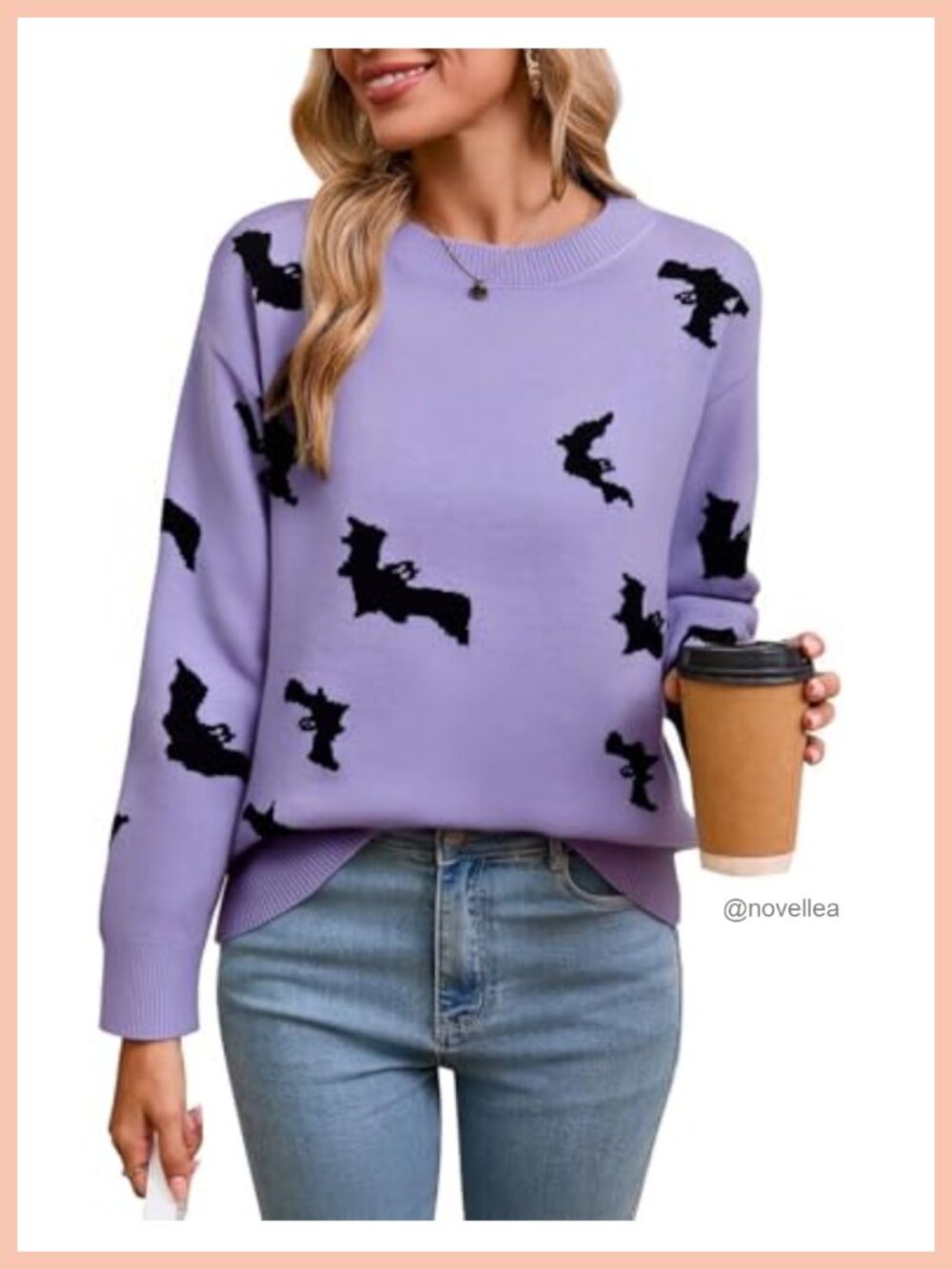 Womens Halloween Cable Knit Sweater Long Sleeve Crew Neck Pullover
